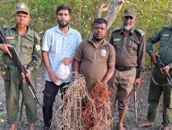 Messenger_creation_1629951841576683 সুন্দরবনে ১৫ শ ফুট হরিণ ধরার ফাঁদ উদ্ধার