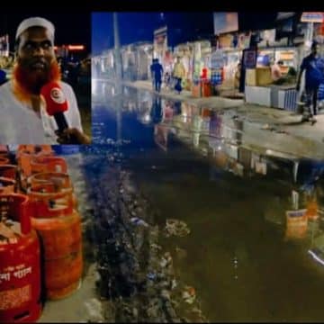 জলাবদ্ধতা নিরসনের দাবি ২ নং সি,এন্ড, বি, বাজার দোকান ব্যবসায়ীদের