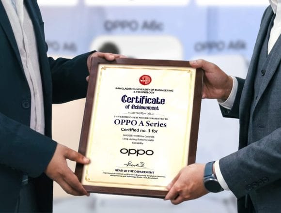 OPPO BUET অপো এ সিরিজকে নম্বর ১ স্মুথনেস, ব্যাটারি লাইফ ও ডিউরেবিলিটির স্বীকৃতি দিলো বুয়েট