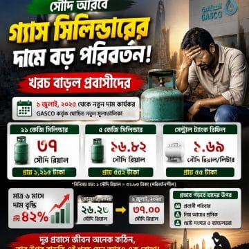 সৌদি আরবে এলপিজি গ্যাসের দাম বাড়ল: নীরব এক চাপ বাড়ছে প্রবাসী জীবনে