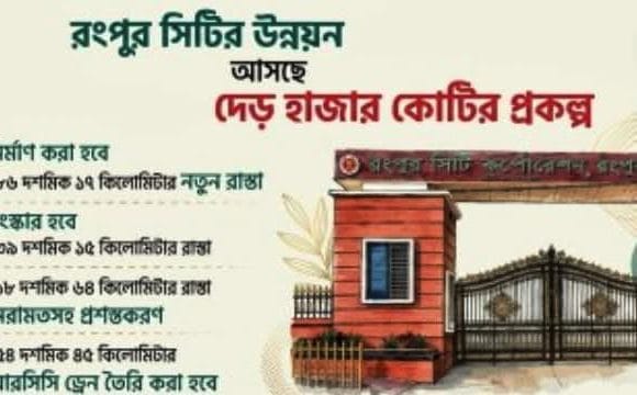 রংপুর সিটি করপোরেশনের উন্নয়নে আসছে ১৬৫৩ কোটি টাকার মেগা প্রকল্প