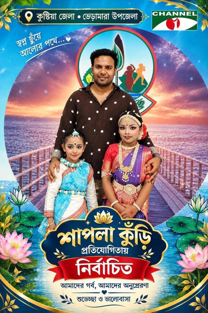 চ্যানেল আই  শাপলা কুঁড়ি  প্রতিযোগিতায় ভেড়ামারা সাংস্কৃতিক একাডেমির দুই খুদে নৃত্যশিল্পীর বাজিমাত